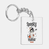 Custom Spooky Mama Halloween - Geist, Katze, Pumpk Schlüsselanhänger (Vorderseite links)