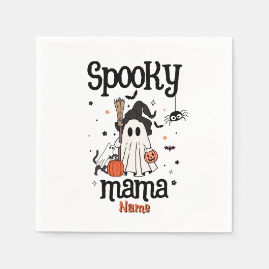 Custom Spooky Mama Halloween - Geist, Katze, Pumpk Serviette (Vorderseite)
