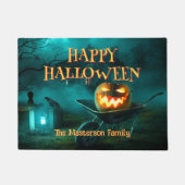 Custom Spooky Pumpkin Graveyard glücklich Hallowee Fußmatte (Vorderseite)