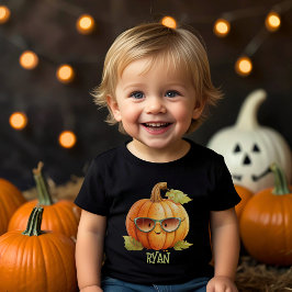 Custom Spooky Pumpkin Niedlich Watercolor Hallowee Kleinkind T-shirt