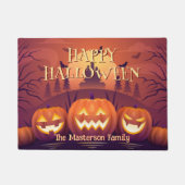 Custom Spooky Pumpkins Happy Halloween Fußmatte (Vorderseite)