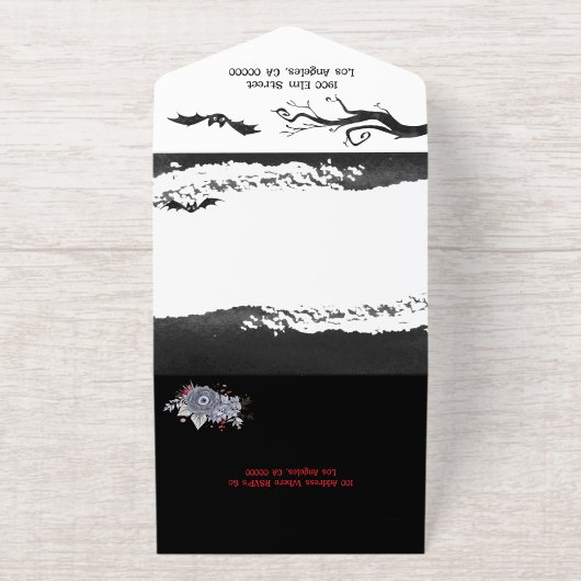 Custom Spooky Skeleton Halloween-Party All-in-One-Einladung (Außenseite)