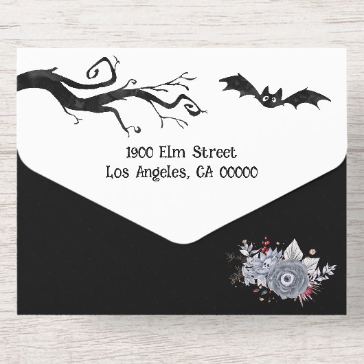 Custom Spooky Skeleton Halloween-Party All-in-One-Einladung (Rückseite)