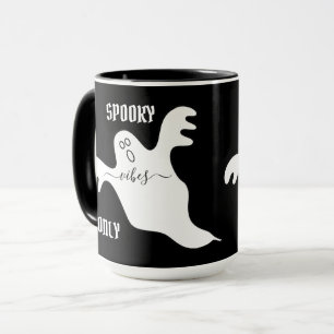 Custom SPOOKY VIBES NUR Ghost Halloween Black Tasse