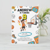 Custom Sport Basketball Birthday Einladung (Stehend Vorderseite)