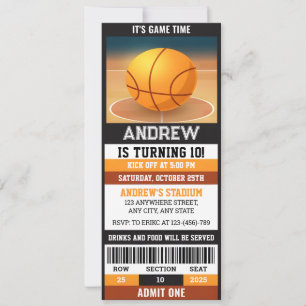 Custom Sport Basketball Ticket Geburtstag Einladung
