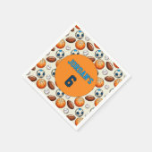 Custom Sports Balls Birthday Napkins with Name Serviette (Ecke)