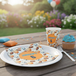 Custom Sports Balls Birthday Napkins with Name Serviette