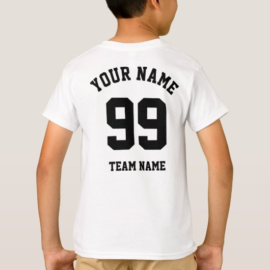 Custom Sports Team Jersey Schwarze Nummer und Name T-Shirt (Rückseite)