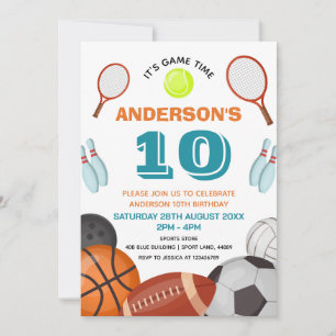 Custom Sports Themed Kindergeburtstag Party Einladung