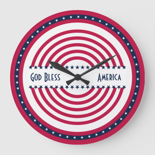 Custom Sprichwort God Bless America Stars n Strips Große Wanduhr (Vorderseite)