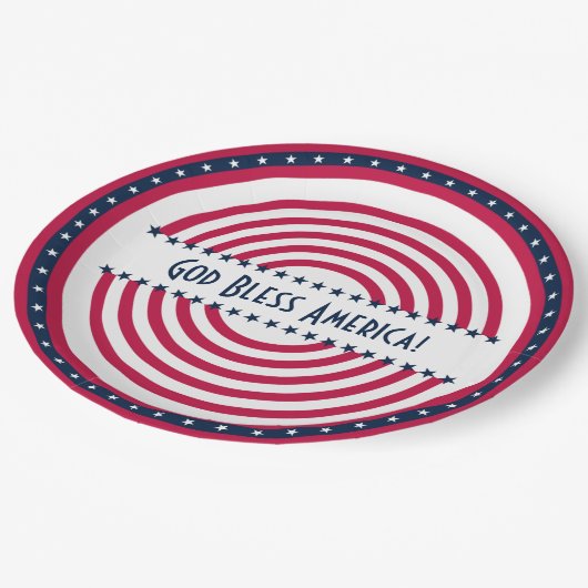 Custom Sprichwort God Bless America Stars n Strips Pappteller (Schrägansicht)