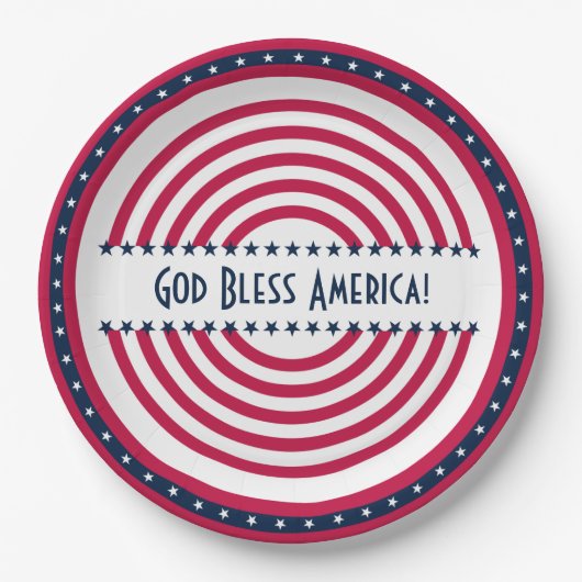 Custom Sprichwort God Bless America Stars n Strips Pappteller (Vorderseite)