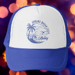 Custom Spring Break Girls Trip Niedlich Beach Fun Truckerkappe<br><div class="desc">Lass den Sprungpausen mit diesen personalisierten LKWs! Feiern Sie Ihre sonnengeküsste Platte mit diesem hellen und bläsernen Design. Jeder Hut hat seine Namen,  eingebettet in Strandikonen und spielerische Schriftart,  und lädt jeden Schluck zu einem Toast in Freundschaft und Abenteuer ein.</div>