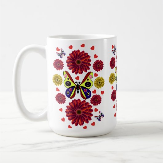 Custom Spring Butterfly Floral Gift  Kaffeetasse (Links)