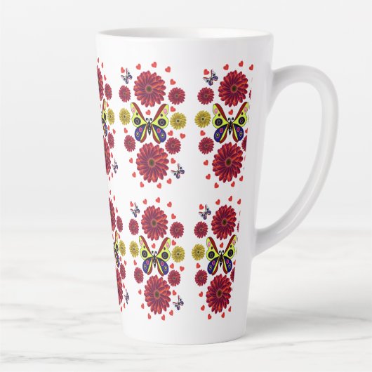 Custom Spring Butterfly Floral Gift  Milchtasse (Rechts)