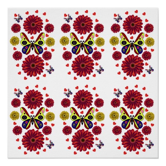 Custom Spring Butterfly Floral Gift Poster (Vorderseite)