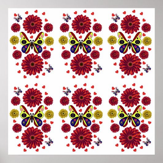 Custom Spring Butterfly Floral Gift  Poster (Vorne)