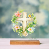 Custom Spring Cross Acrylic "Renewed in Christ" Acrylschild (Neutral)