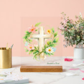Custom Spring Cross Acrylic "Renewed in Christ" Acrylschild (Hochzeit)