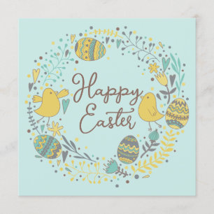 Custom Spring Floral Niedlich Chicks Happy Oaster Feiertagskarte