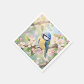 Custom Spring Party Blue Tit Bird on Apple Tree Serviette (Ecke)