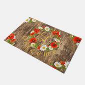 Custom Spring Poppies Daisies Floral Art Wreath Fußmatte (Schrägansicht)
