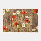 Custom Spring Poppies Daisies Floral Art Wreath Fußmatte (Vorderseite)
