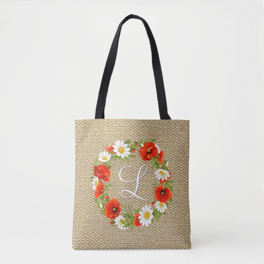 Custom Spring Red Poppies Daisies Wreath Tasche (Vorderseite)
