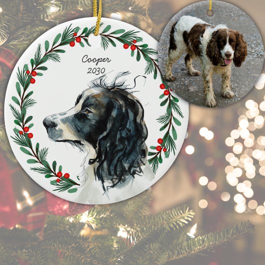 Custom Springer Spaniel Dog Foto Weihnachtsfeier Keramik Ornament