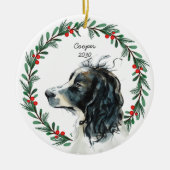 Custom Springer Spaniel Dog Foto Weihnachtsfeier Keramik Ornament (Vorne)