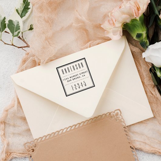 Custom Square Art Deco Rücksendeadresse Gummistempel