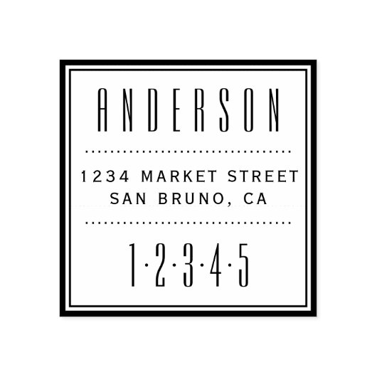 Custom Square Art Deco Rücksendeadresse Gummistempel (Prägung)