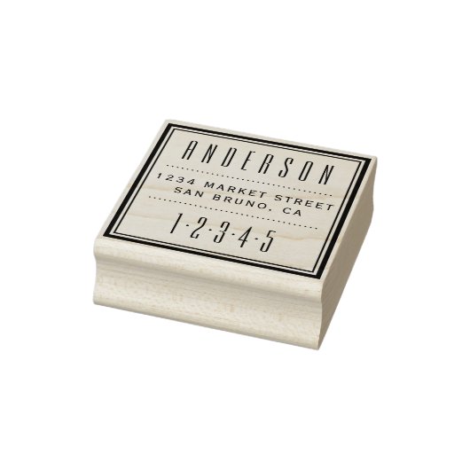 Custom Square Art Deco Rücksendeadresse Gummistempel (Stempel)