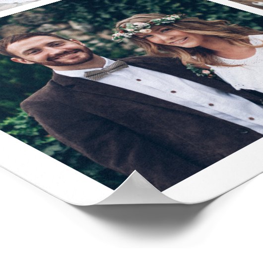 Custom Square Collage 4 Wedding Foto & Text Poster (Ecke)
