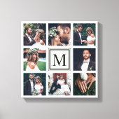 Custom Square Collage 8 Wedding Foto Monogram Leinwanddruck (Vorderseite)
