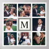 Custom Square Collage 8 Wedding Foto Monogram Poster (Vorne)