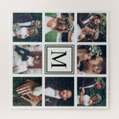 Custom Square Collage 8 Wedding Foto Monogram Puzzle (Horizontal)