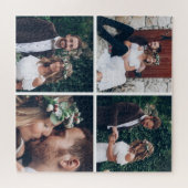 Custom Square Collage Wedding Foto Puzzle (Horizontal)
