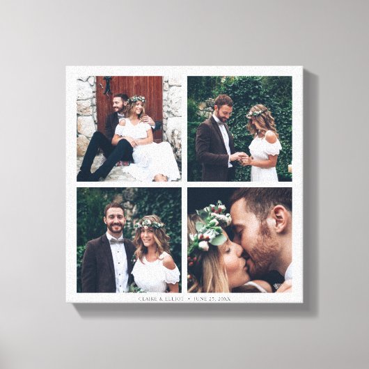 Custom Square Collage Wedding Foto & Text Leinwanddruck (Vorderseite)