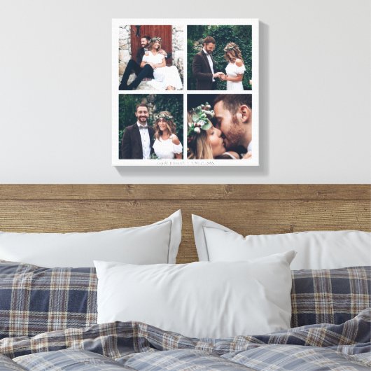 Custom Square Collage Wedding Foto & Text Leinwanddruck (Insitu (Schlafzimmer))