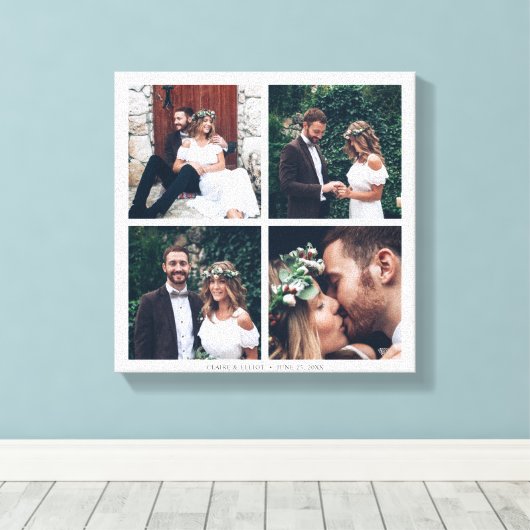 Custom Square Collage Wedding Foto & Text Leinwanddruck (Insitu (Holzboden))