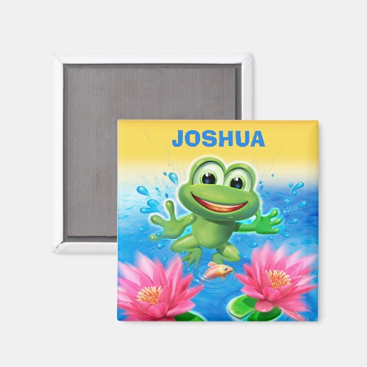 Custom Square Kühlschrankmagnet Leaping Frosch Des (Vorderseite/Rückseite)