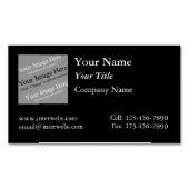 Custom Square Logo Black Background White Text Magnetische Visitenkarte (Vorderseite)