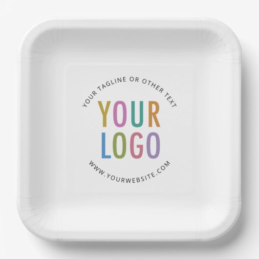 Custom Square Paper Plates Company Logo White Bulk Pappteller (Vorderseite)