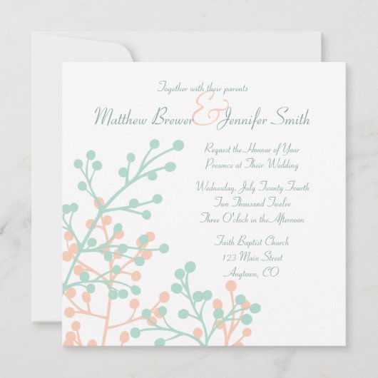 Custom Square Rustic Floral Hochzeit Einladung (Vorderseite)