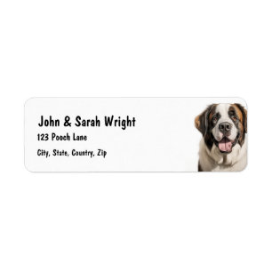 Custom St Bernard Dog Address Label