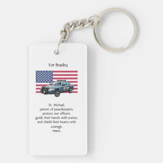 Custom St. Michael Law Enforcement Gebet Schlüsselanhänger (Rückseite)