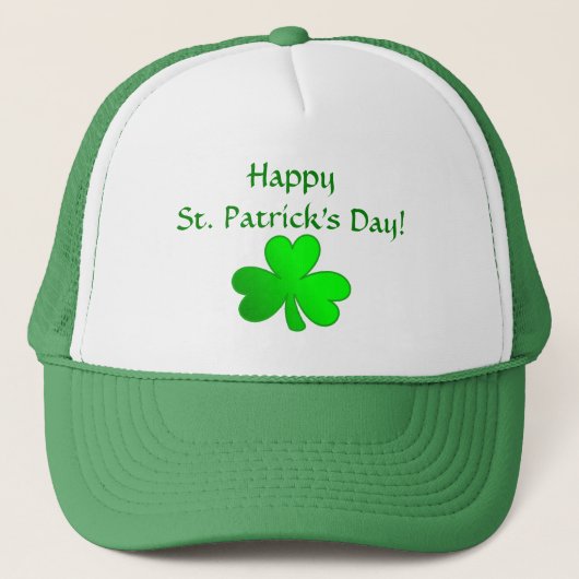 Custom St. Patrick Day Green Hat mit Kleeblatt Truckerkappe (Vorderseite)