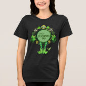 Custom St. Patrick's Day Bird Kleeblatt Black Tri-Blend Shirt (Vorderseite)
